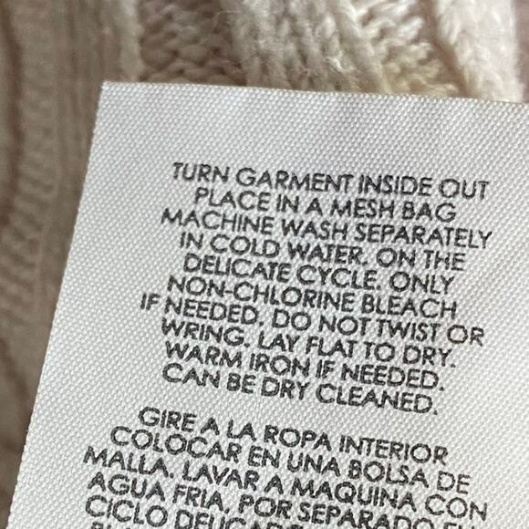 Cabi Asymmetrical D Ring Back Sweater Split Mock Neck Ribbed Pullover Cream XS - Picture 12 of 12